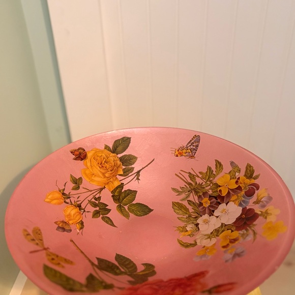 Other - Vintage Floral Pink Decorative Bowl